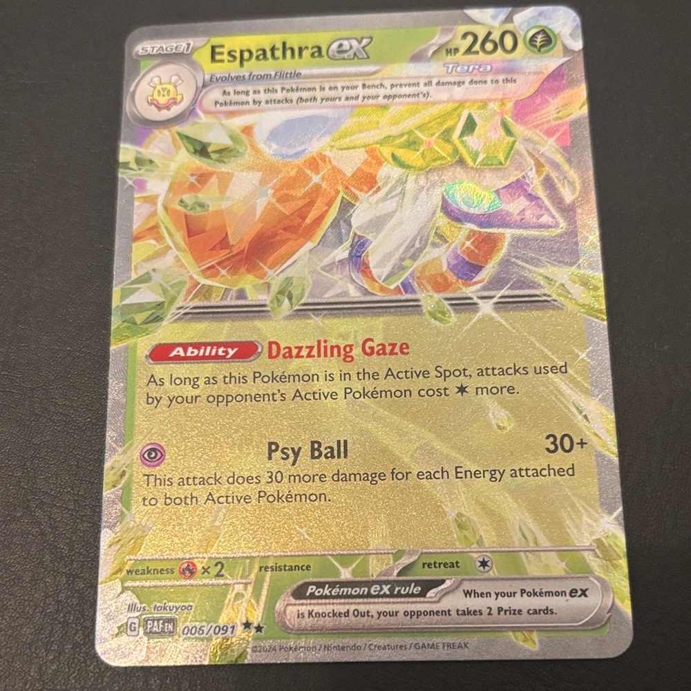Pokemon Espathra ex Holographic Card — Yellow, Green, Purple